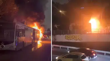 Beşiktaş’ta seyir halindeki metrobüste yangın çıktı