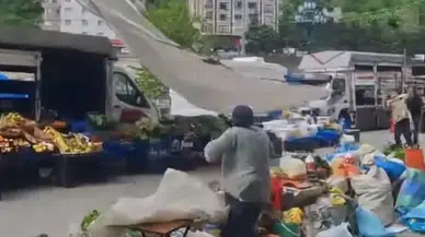 Artvin’de fırtına pazarı dağıttı: Tezgahlar devrildi
