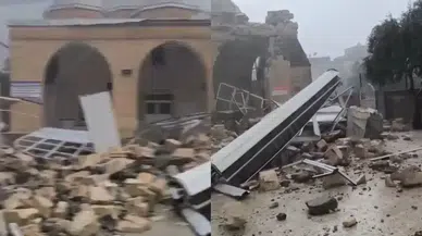 Şanlıurfa Birecik’te fırtına ve dolu: Caminin minaresi yıkıldı