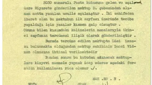 MİT, 1933 yılına ait “gizli mektup açma” formülünü paylaştı