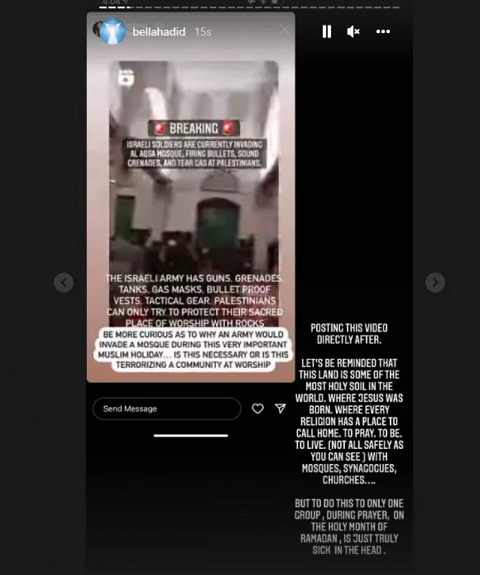 Bella Hadid'in Filistin paylaşımları kısıtlandı 3