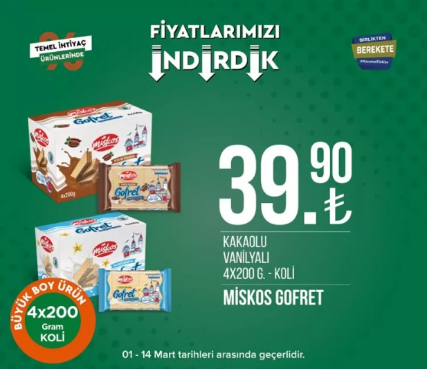 Tarım Kredi Kooperatifi Market, birçok üründe indirime gitti 2