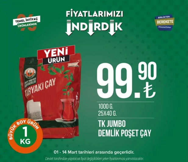 Tarım Kredi Kooperatifi Market, birçok üründe indirime gitti 24