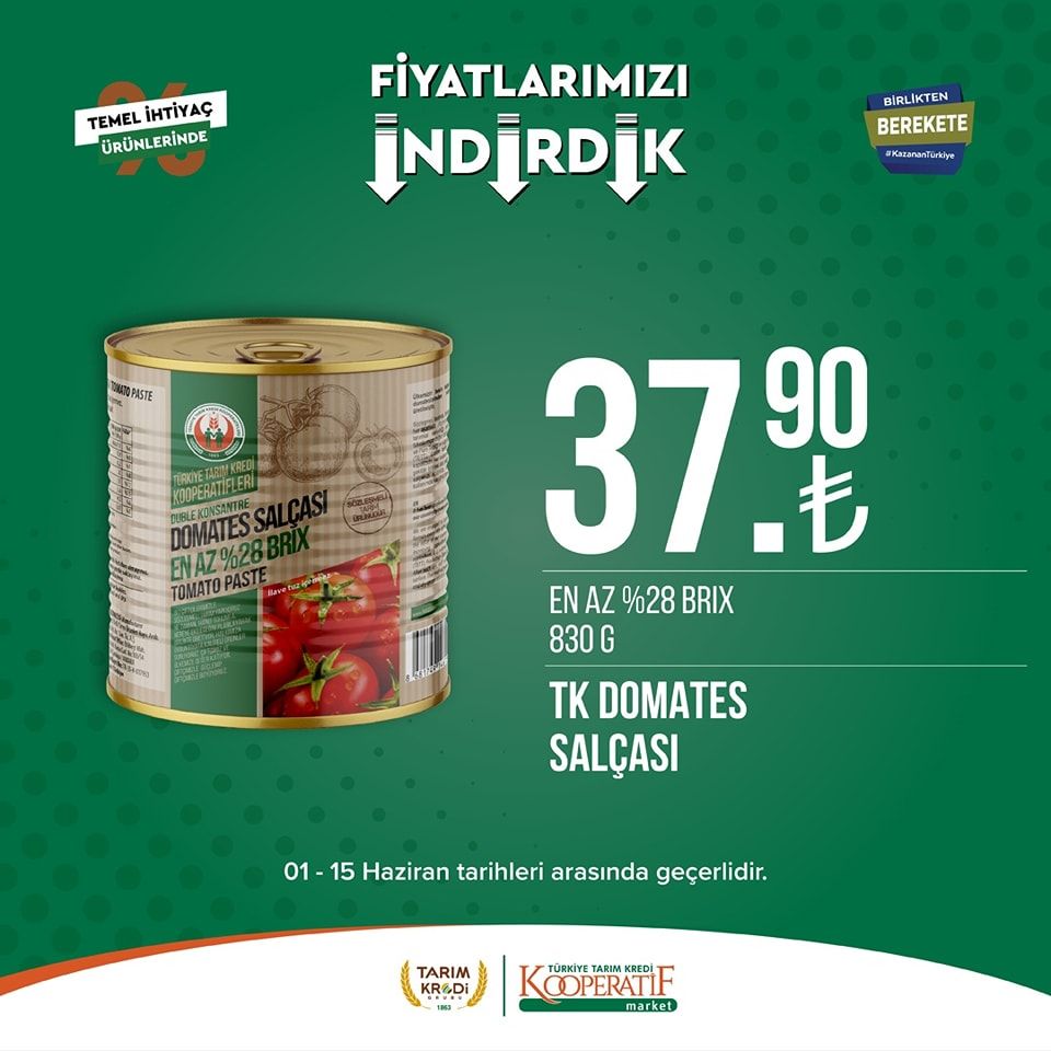 Tarım Kredi Kooperatifi Market'ten birçok üründe yeni indirim! 3