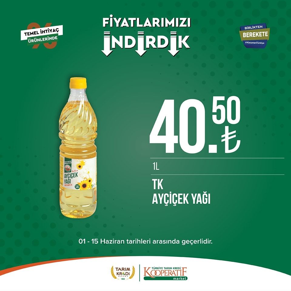 Tarım Kredi Kooperatifi Market'ten birçok üründe yeni indirim! 7