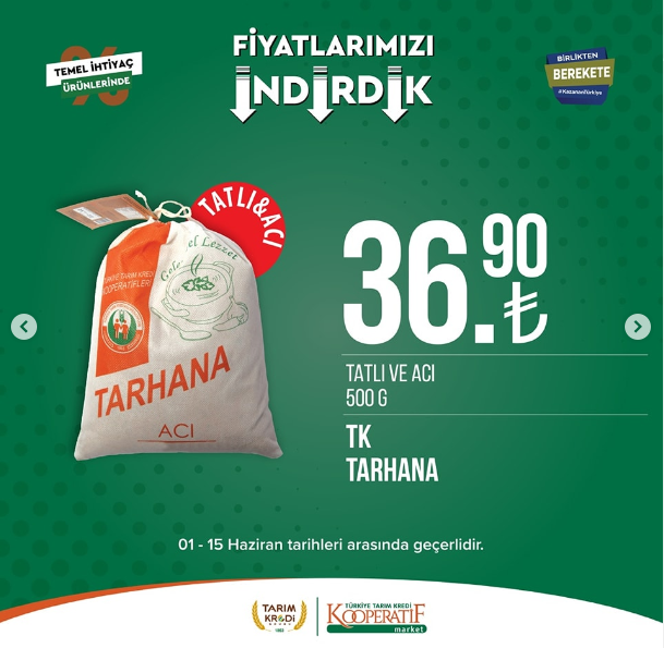 Tarım Kredi Kooperatifi Market'ten birçok üründe yeni indirim! 55