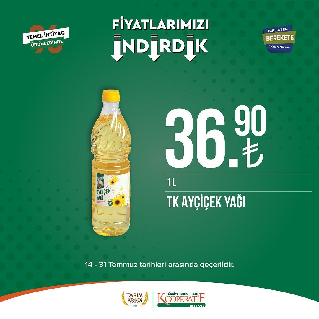 Tarım Kredi Market'ten temel ihtiyaç ürünlerinde büyük indirim! 2