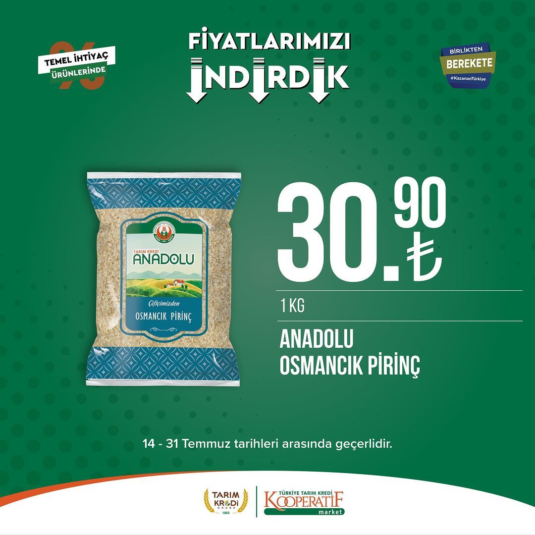 Tarım Kredi Market'ten temel ihtiyaç ürünlerinde büyük indirim! 30