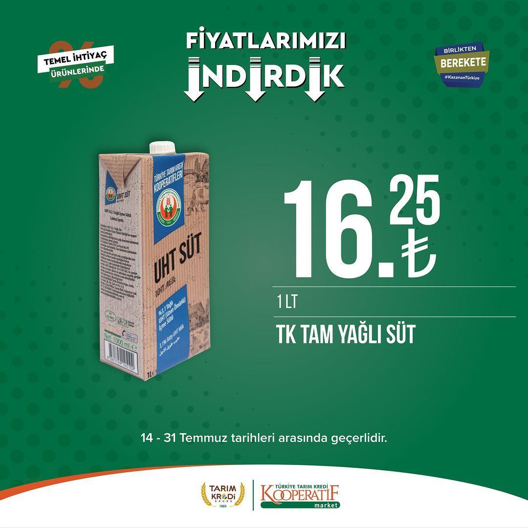 Tarım Kredi Market'ten temel ihtiyaç ürünlerinde büyük indirim! 39