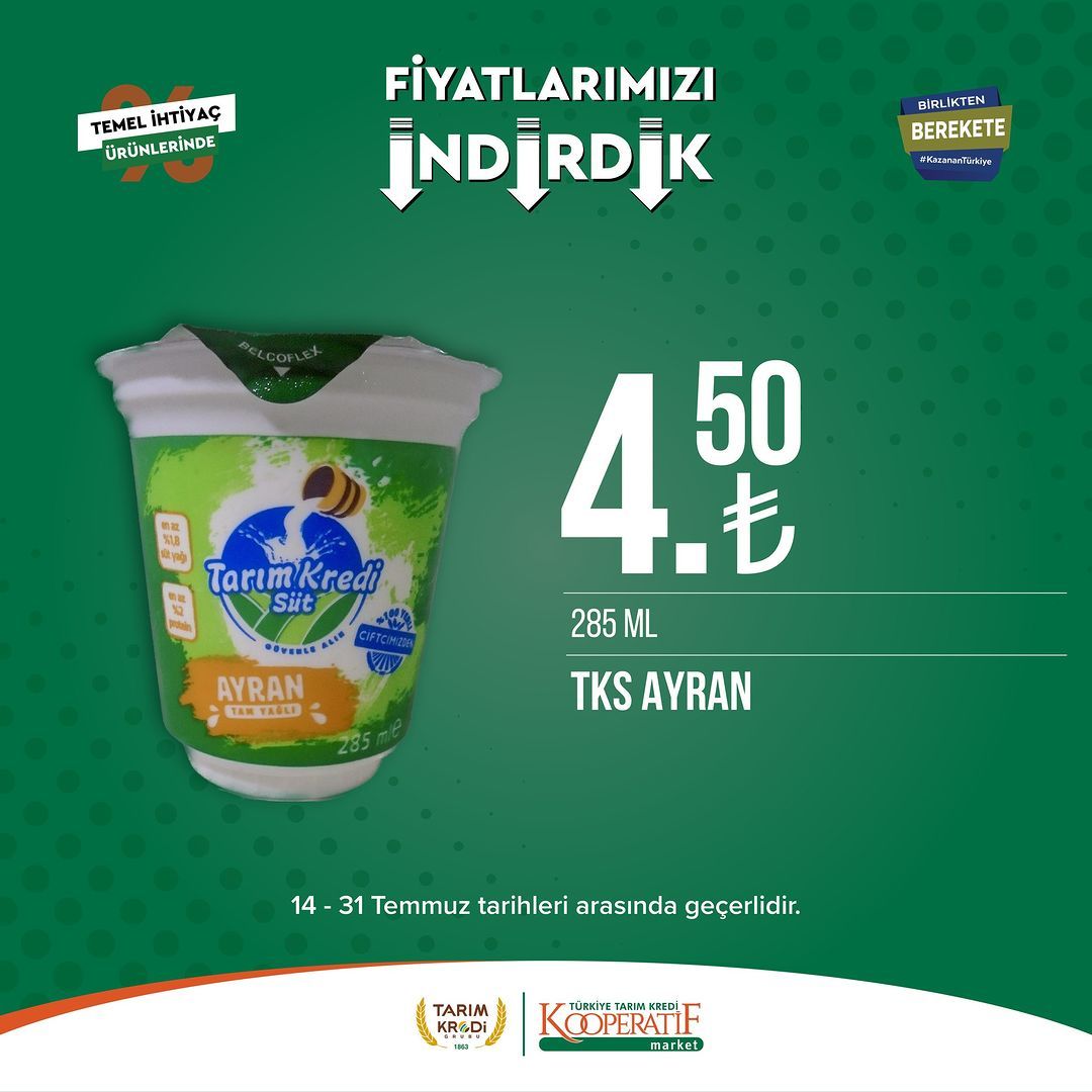 Tarım Kredi Market'ten temel ihtiyaç ürünlerinde büyük indirim! 47
