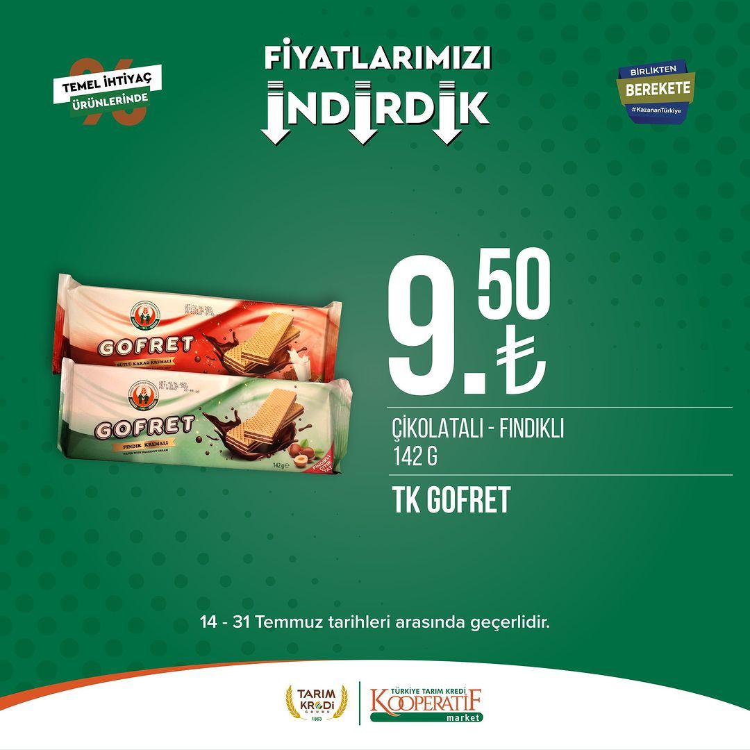 Tarım Kredi Market'ten temel ihtiyaç ürünlerinde büyük indirim! 55