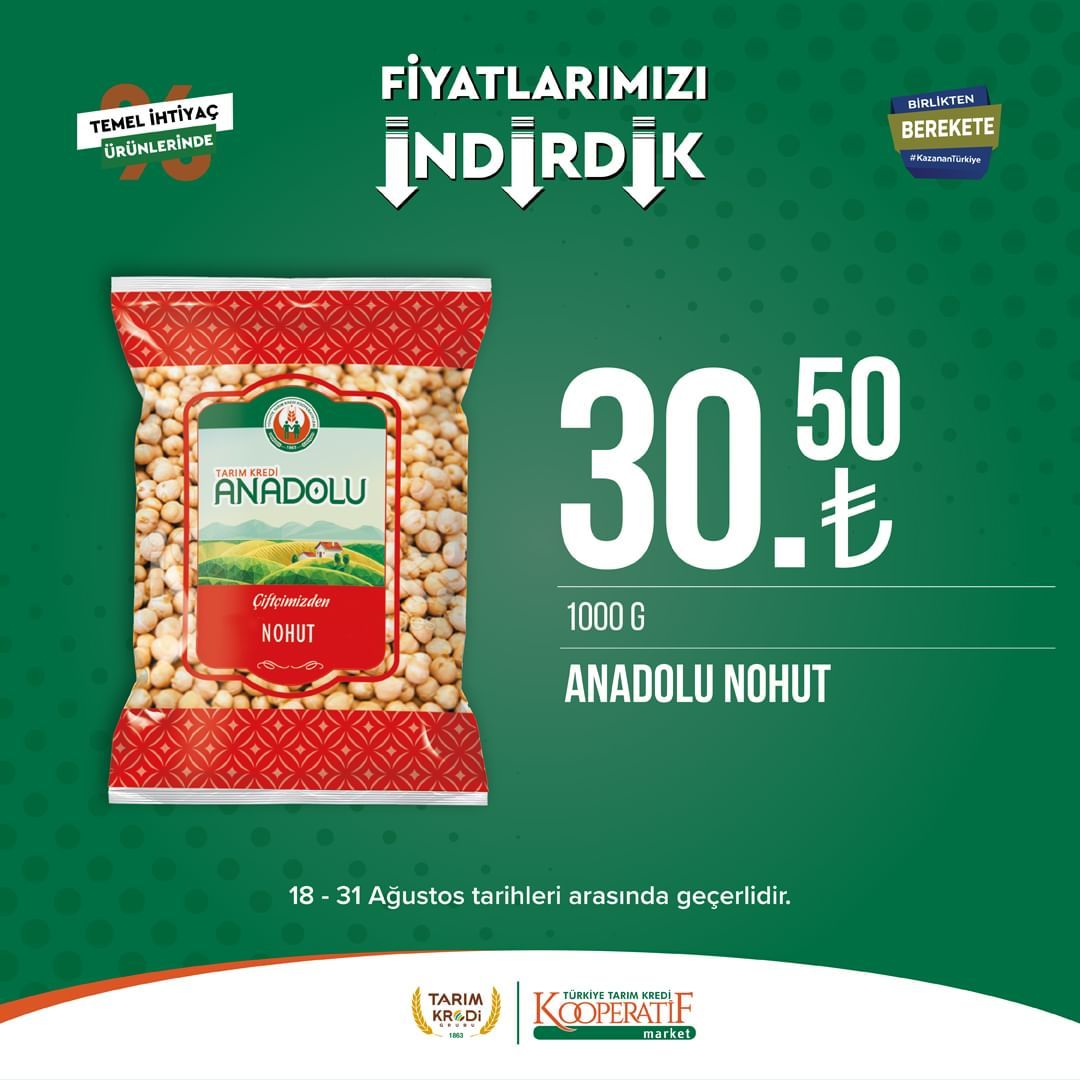 Tarım Kredi Market'te Ağustos ayı ikinci dönem indirimi başladı! 1