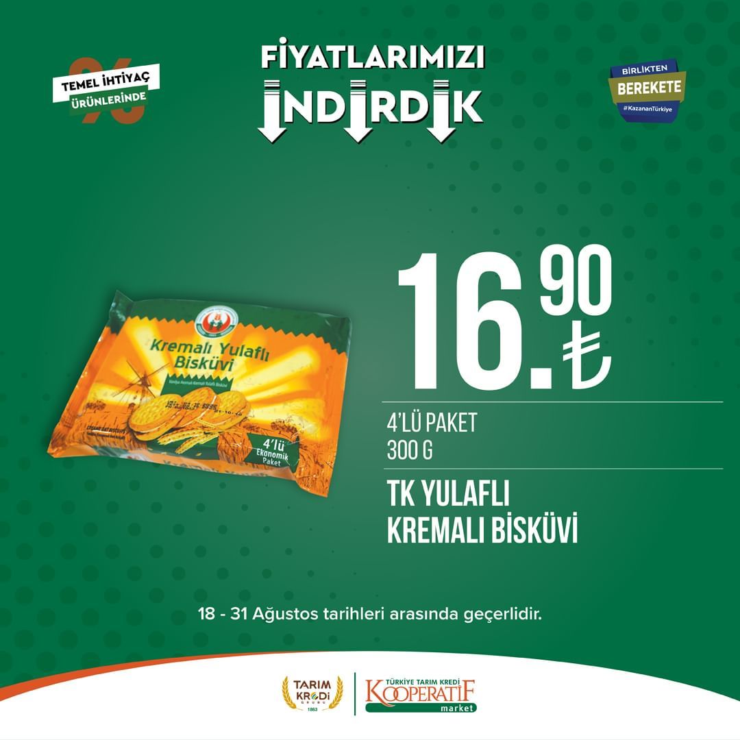 Tarım Kredi Market'te Ağustos ayı ikinci dönem indirimi başladı! 12
