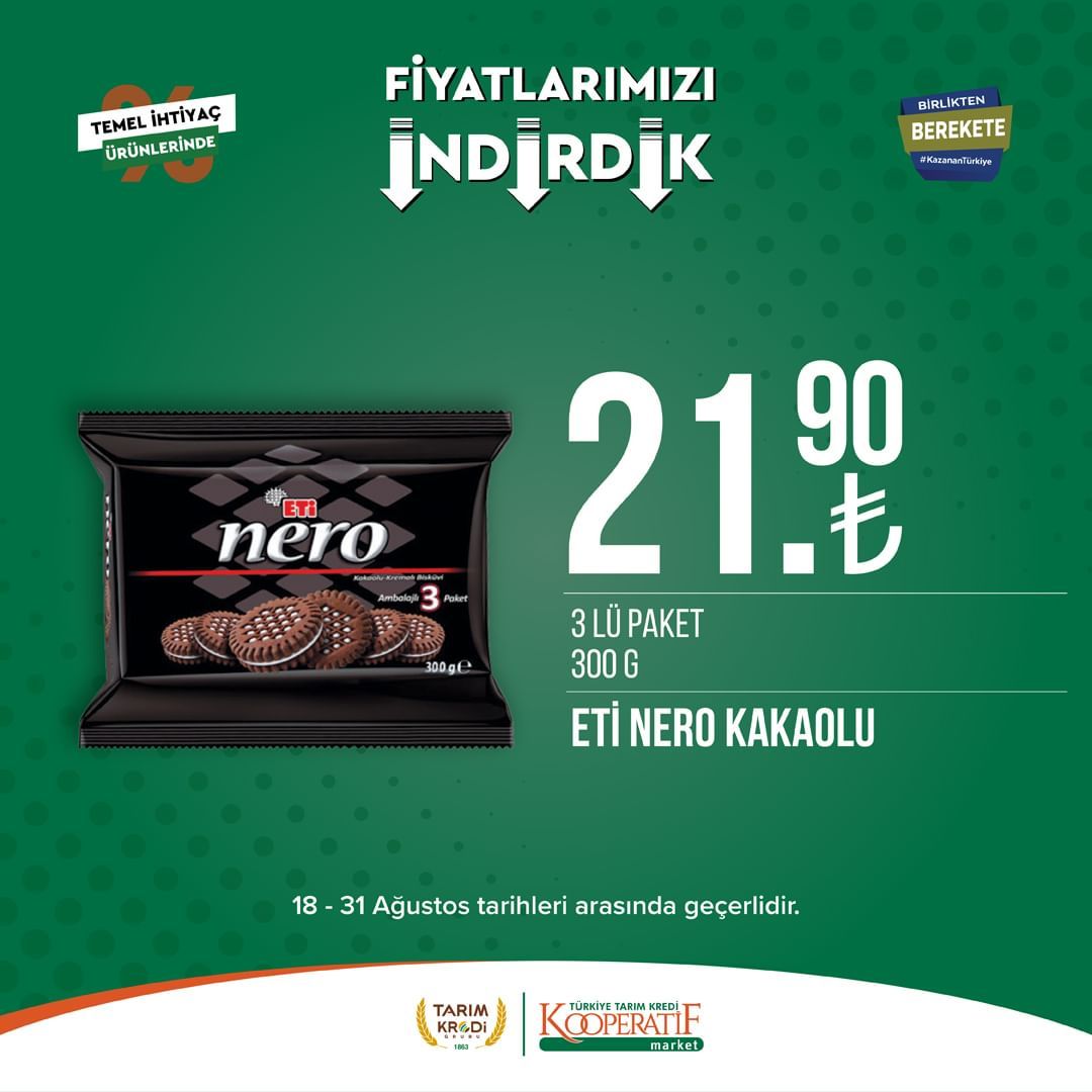 Tarım Kredi Market'te Ağustos ayı ikinci dönem indirimi başladı! 20