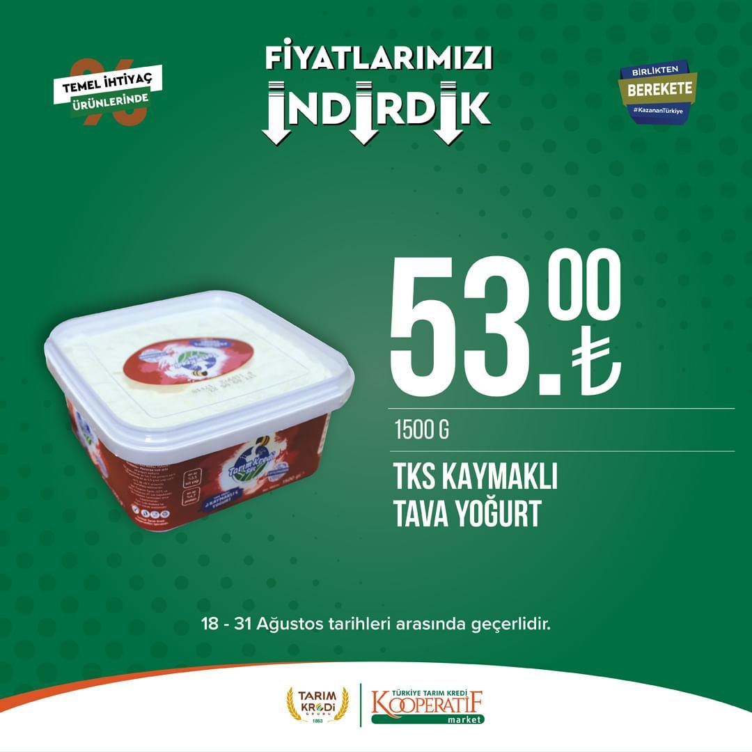 Tarım Kredi Market'te Ağustos ayı ikinci dönem indirimi başladı! 23