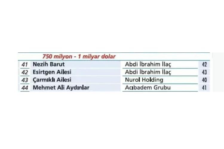 Türkiye'nin en zengin 100 ailesi açıklandı 21