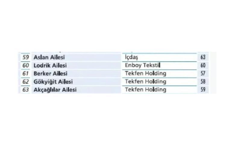 Türkiye'nin en zengin 100 ailesi açıklandı 25