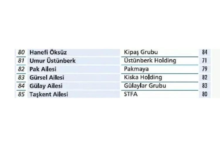 Türkiye'nin en zengin 100 ailesi açıklandı 29